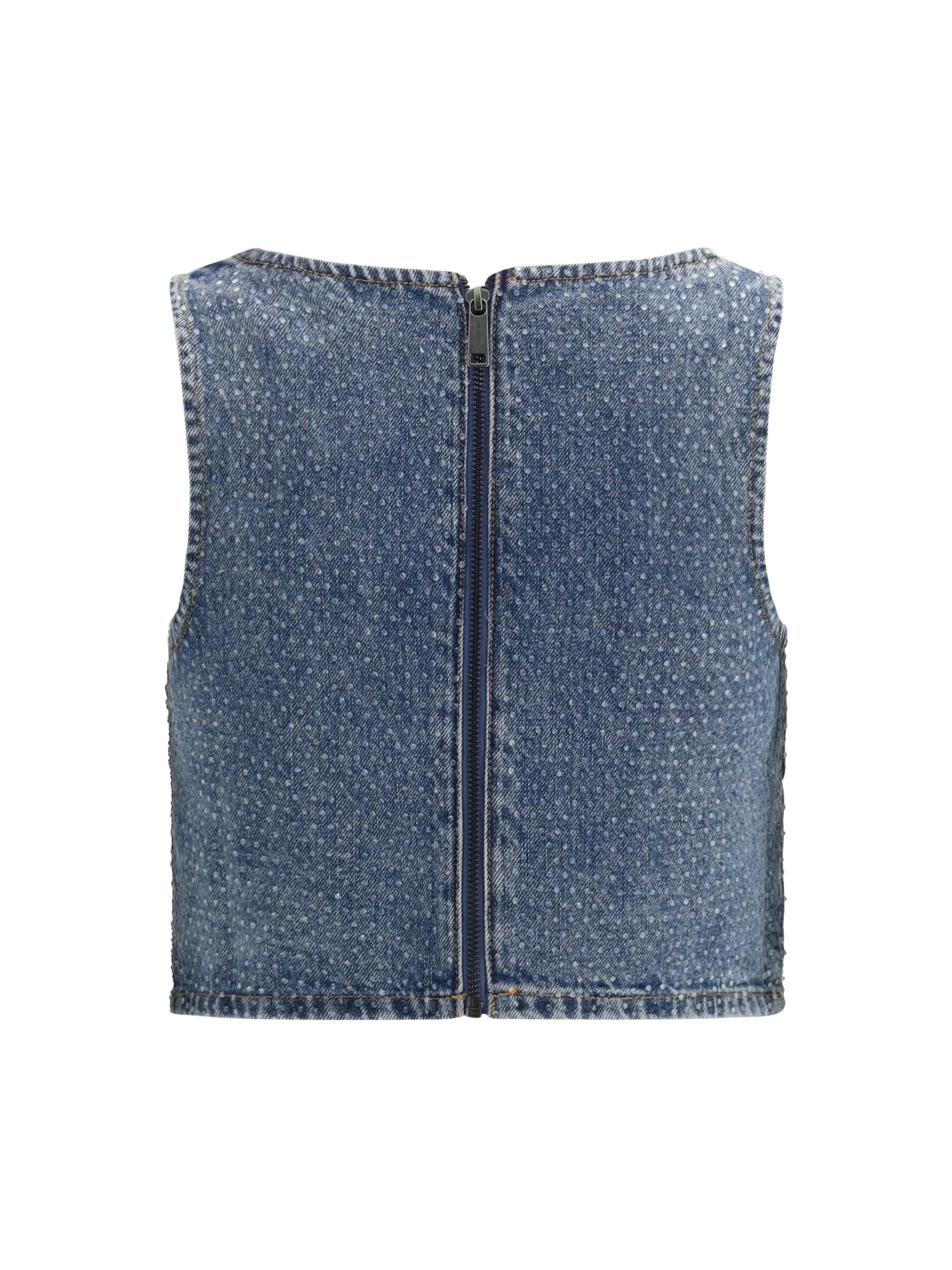 rhinestone denim crop top
