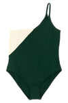 asymmetrical tandem one-piece swimsuit in peau douce* fabric