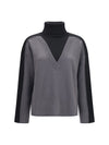 two-tone high-neck sweater
