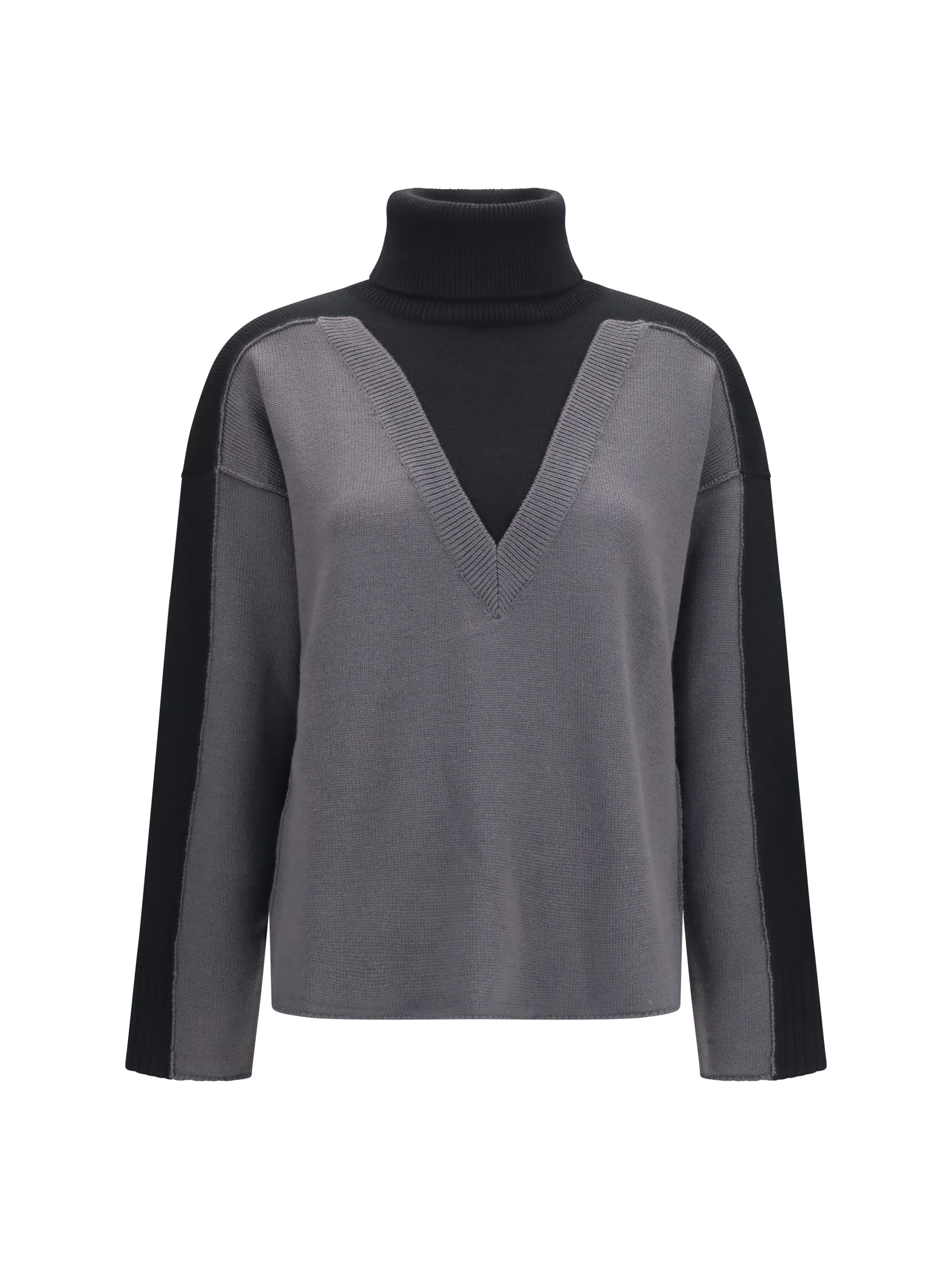 two-tone high-neck sweater