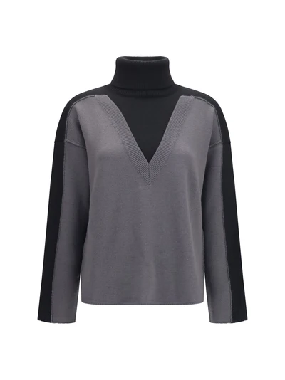 two-tone high-neck sweater