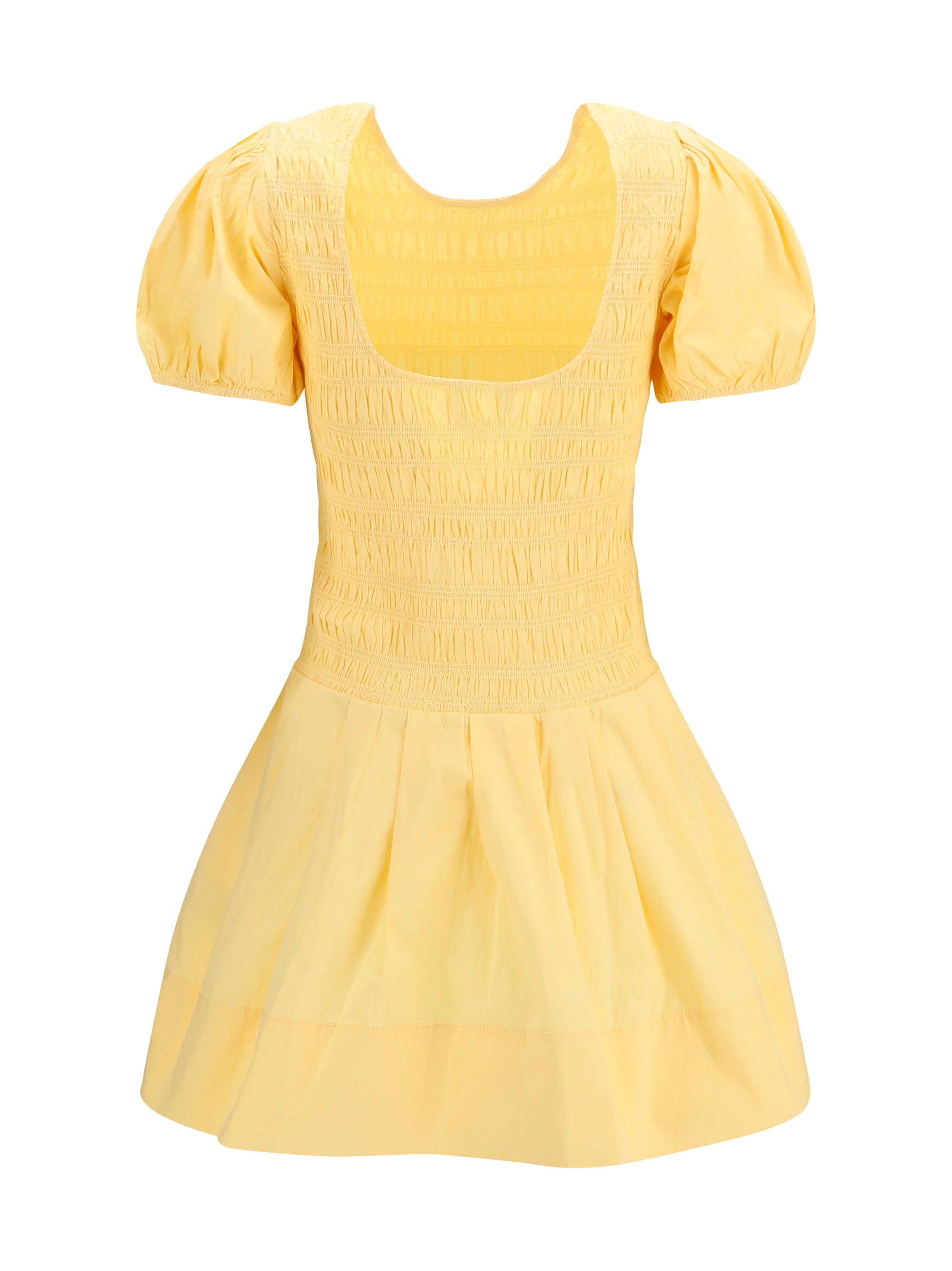GANNI 34 stretch cotton mini dress with balloon sleeves