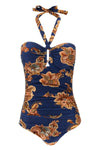 aster jacobean print lycra one-piece swimsuit
