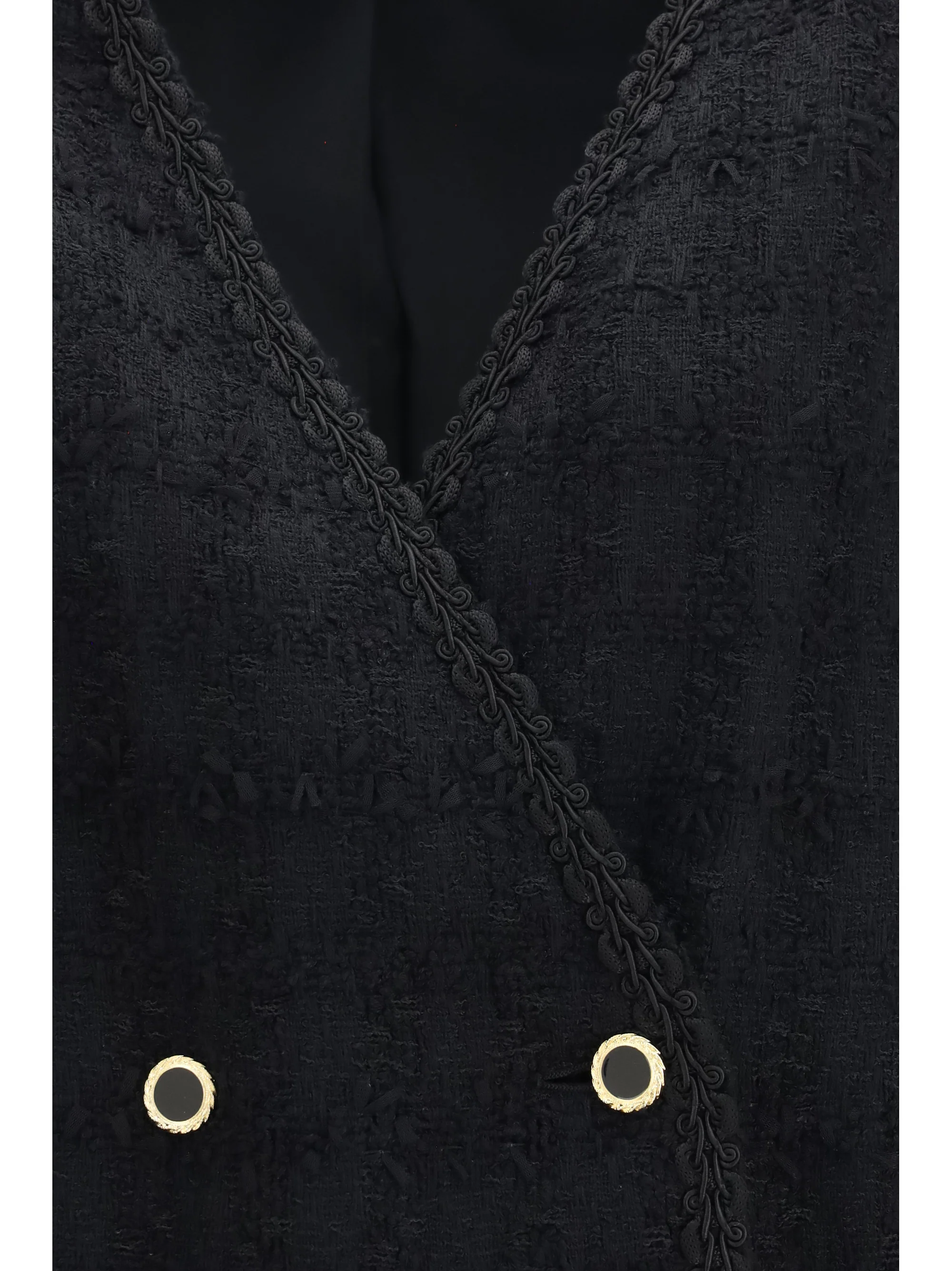double-breasted checked bouclé tweed jacket