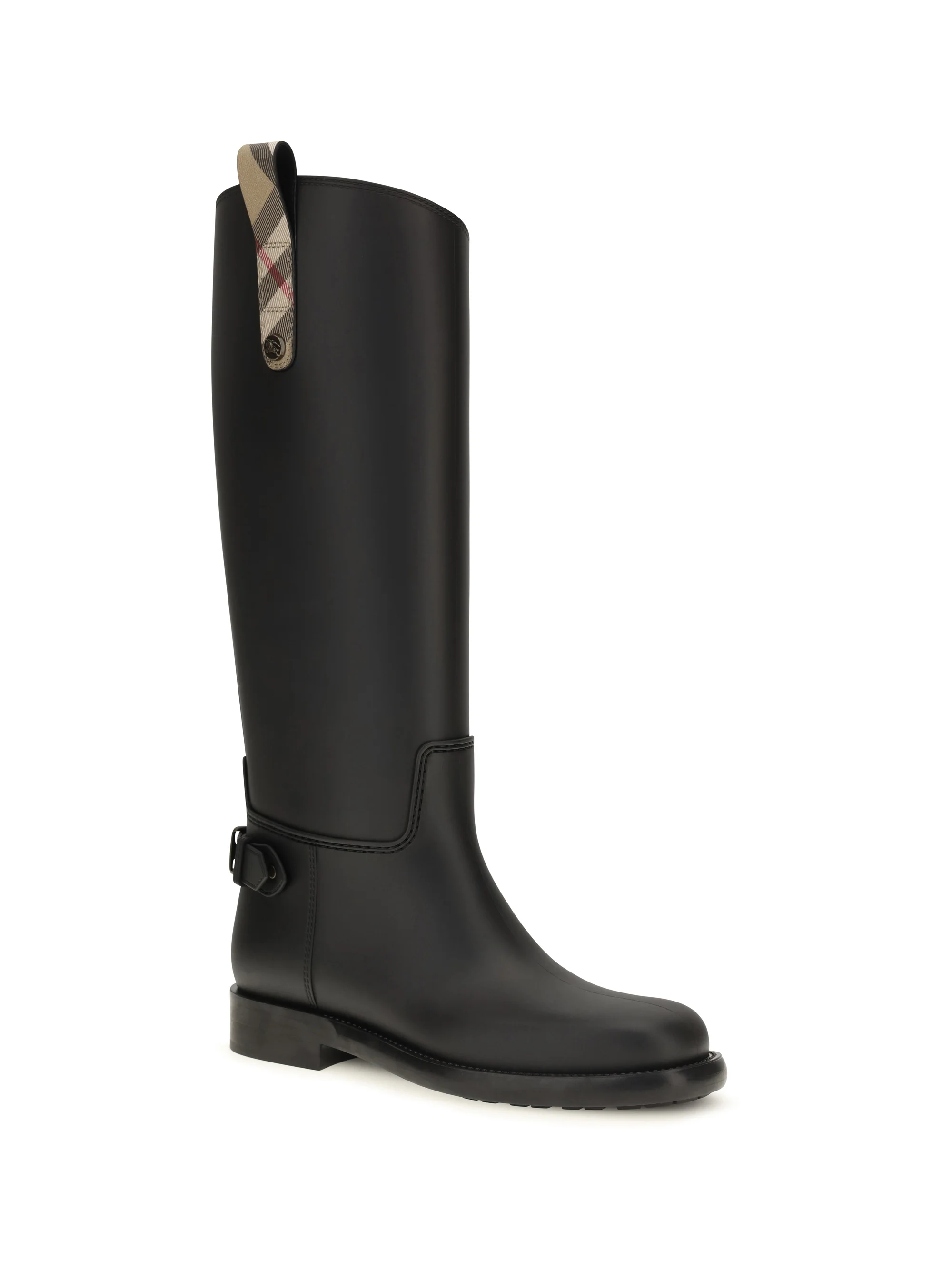 BURBERRY 39 cavalier check detail knee-high boots