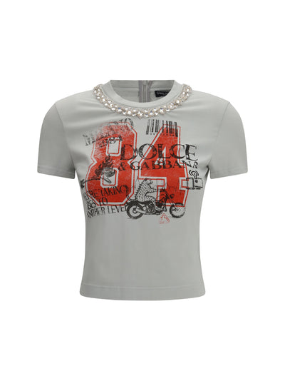 jersey t-shirt with print and crystals