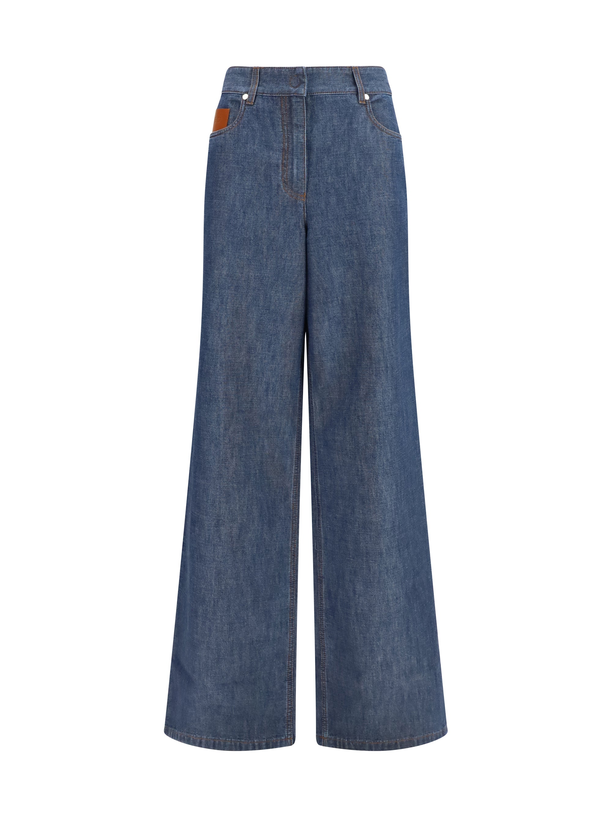 FENDI 44 wide-leg chambray jeans