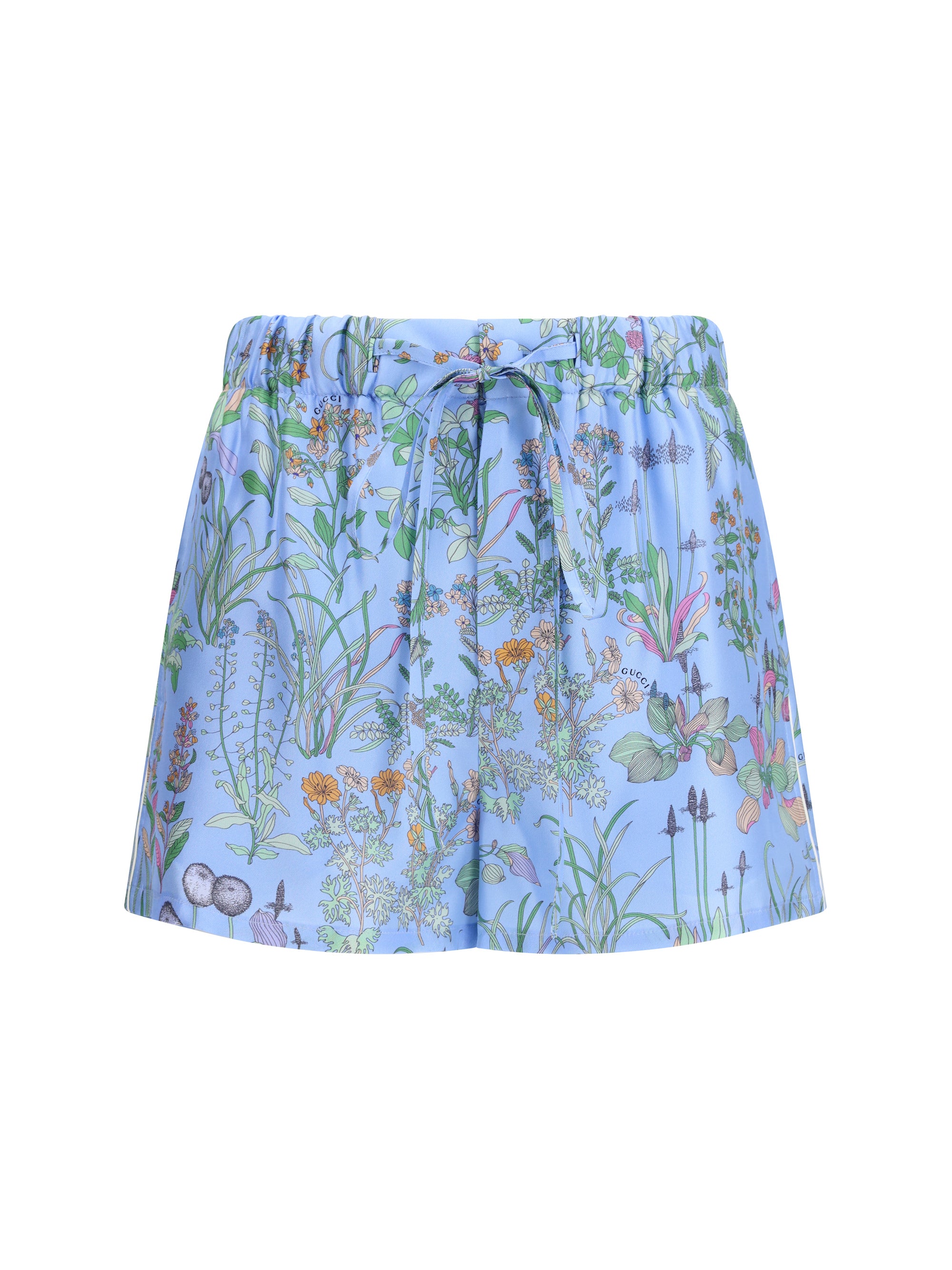 GUCCI 38 printed silk twill shorts