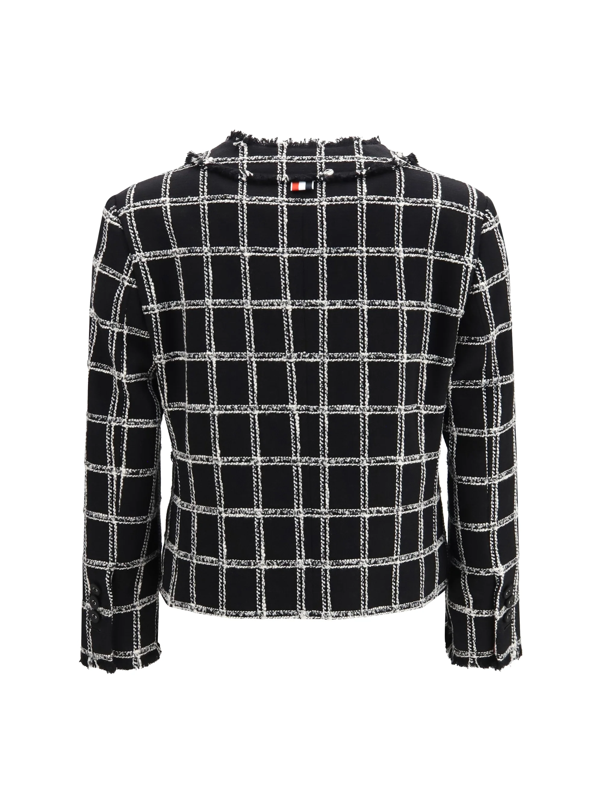 THOM BROWNE 40 checked tweed cardigan jacket