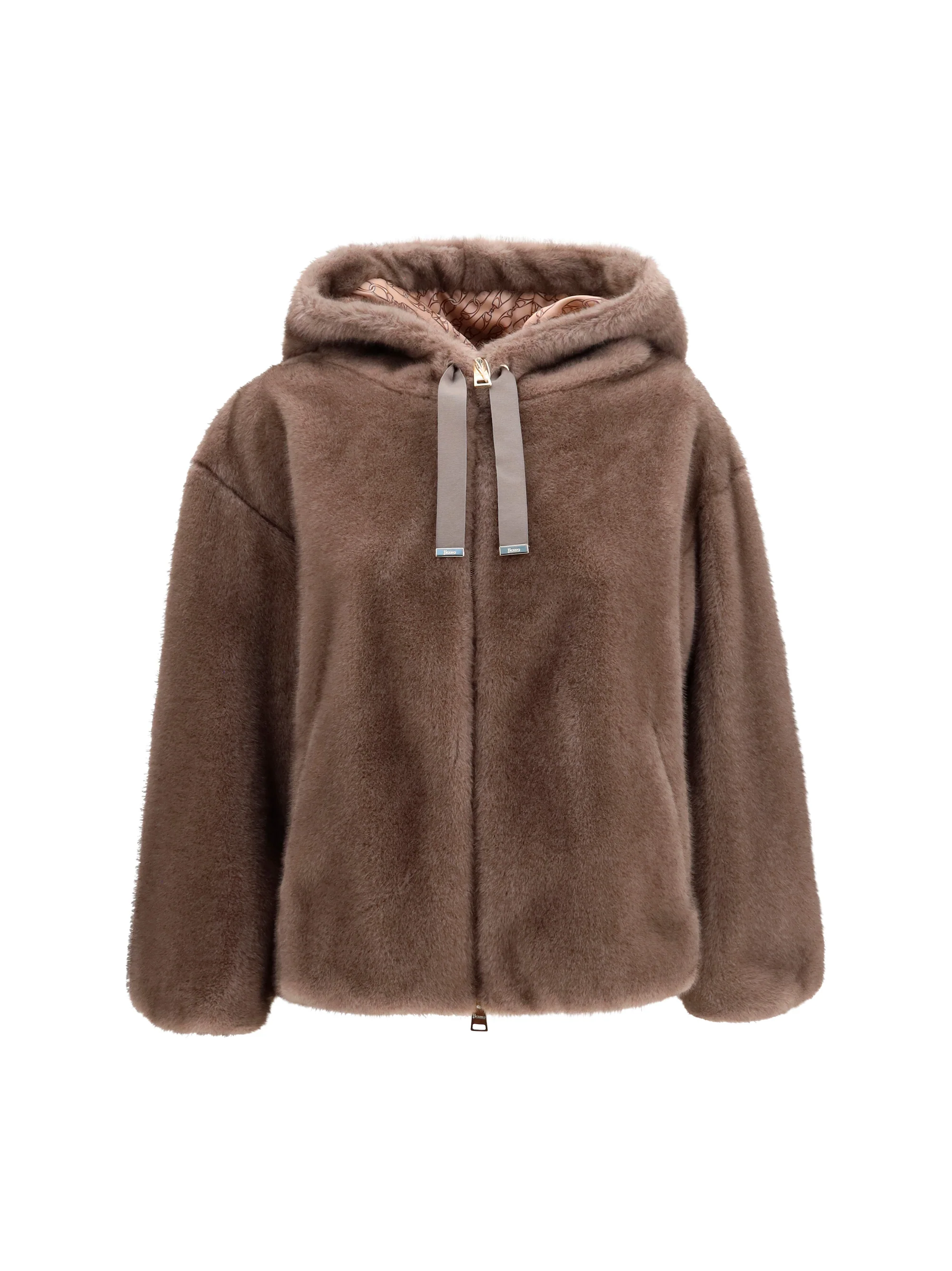HERNO 40 hooded jacket in eco-fur 
