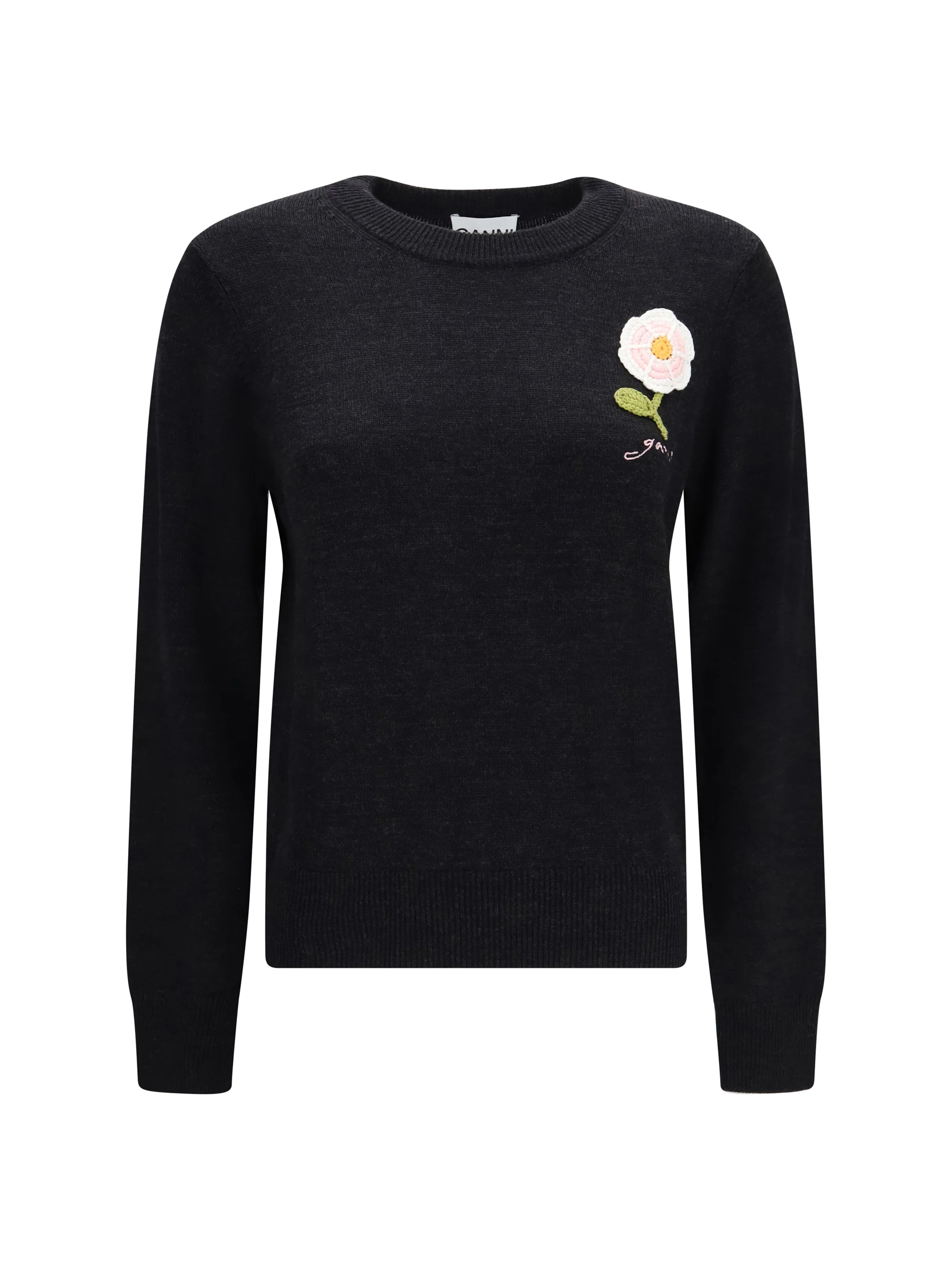 GANNI M wool sweater with crochet flower