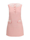 bouclé mini dress with lace collar
