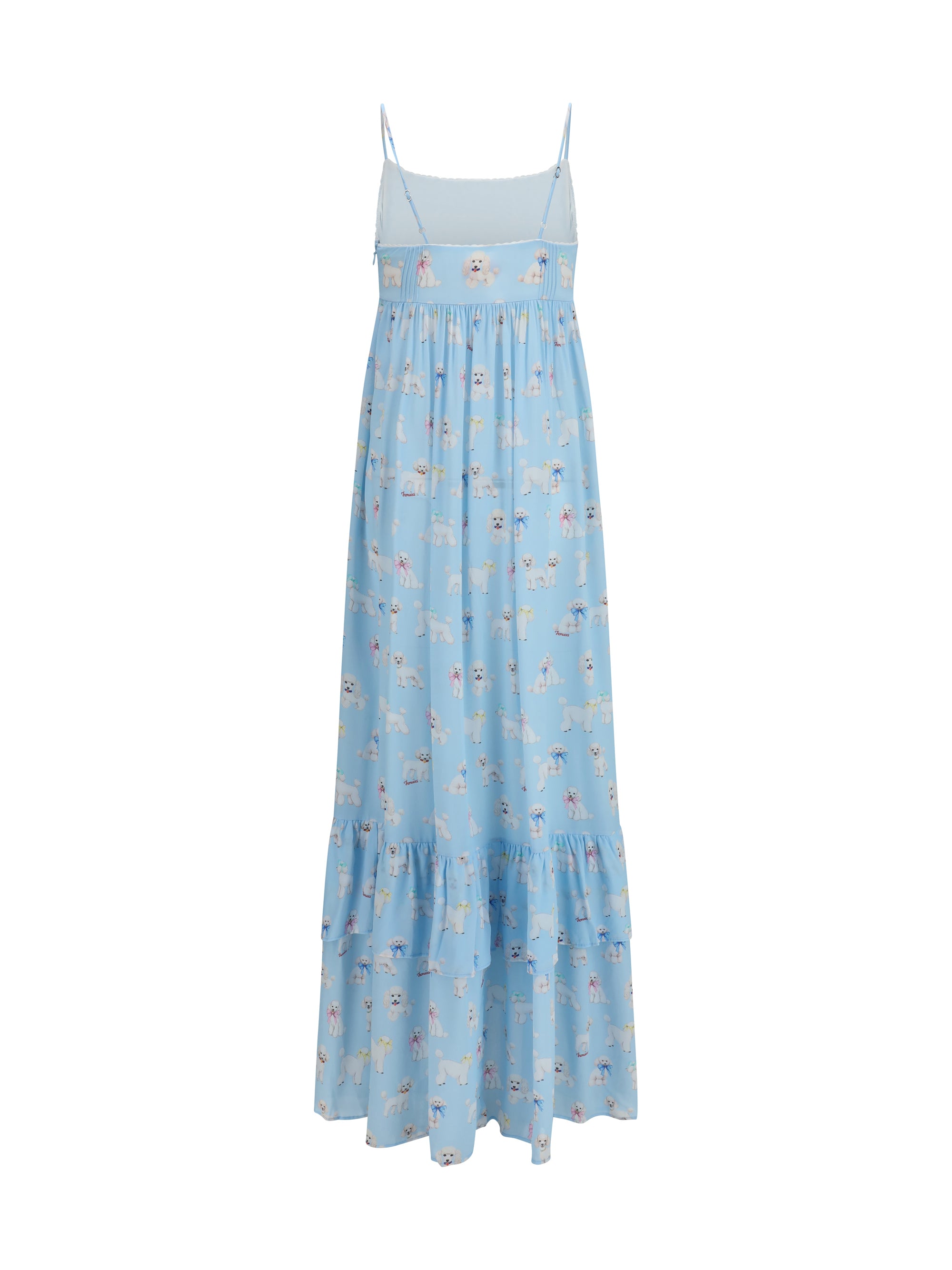 FIORUCCI 38 poodle-print tiered long dress