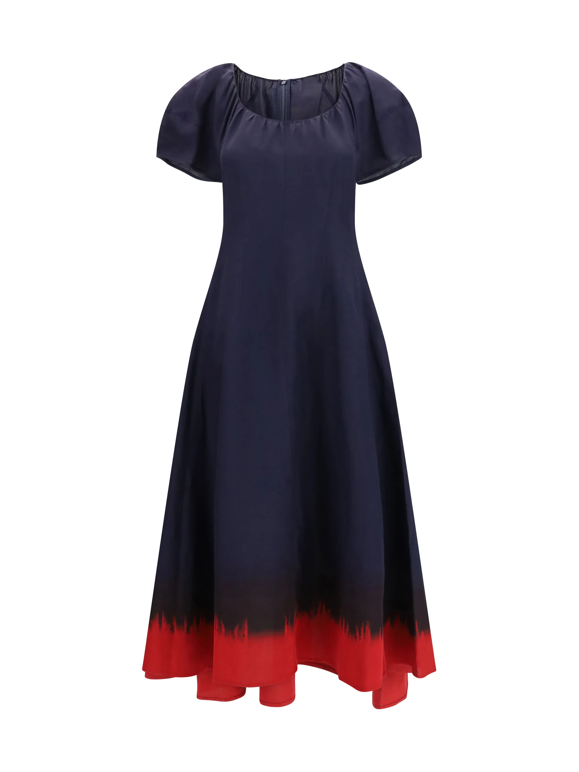 midi dress with balloon sleeves