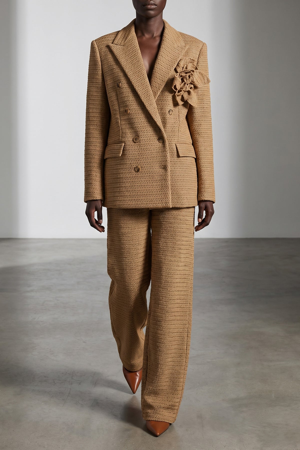 GIUSEPPE DI MORABITO 40 double-breasted braided raffia blazer