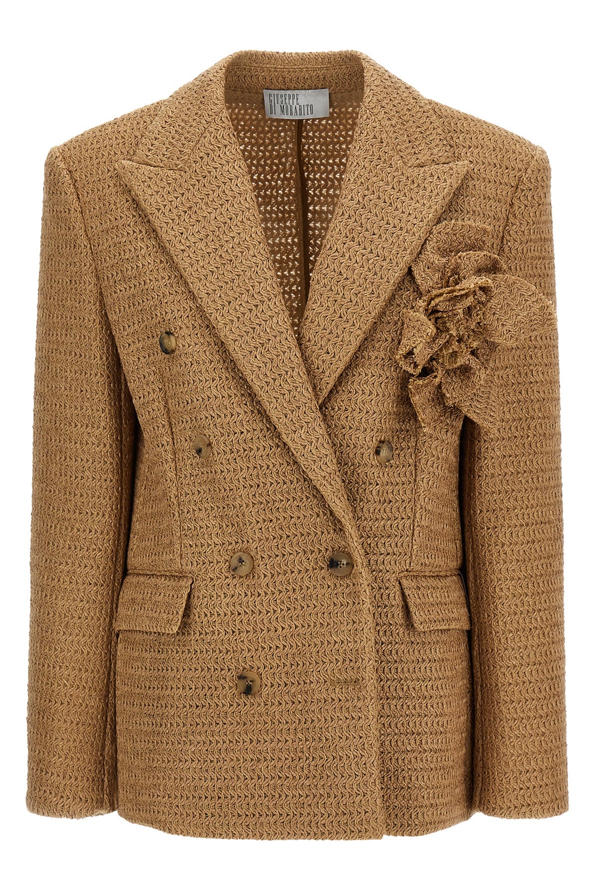 GIUSEPPE DI MORABITO 40 double-breasted braided raffia blazer