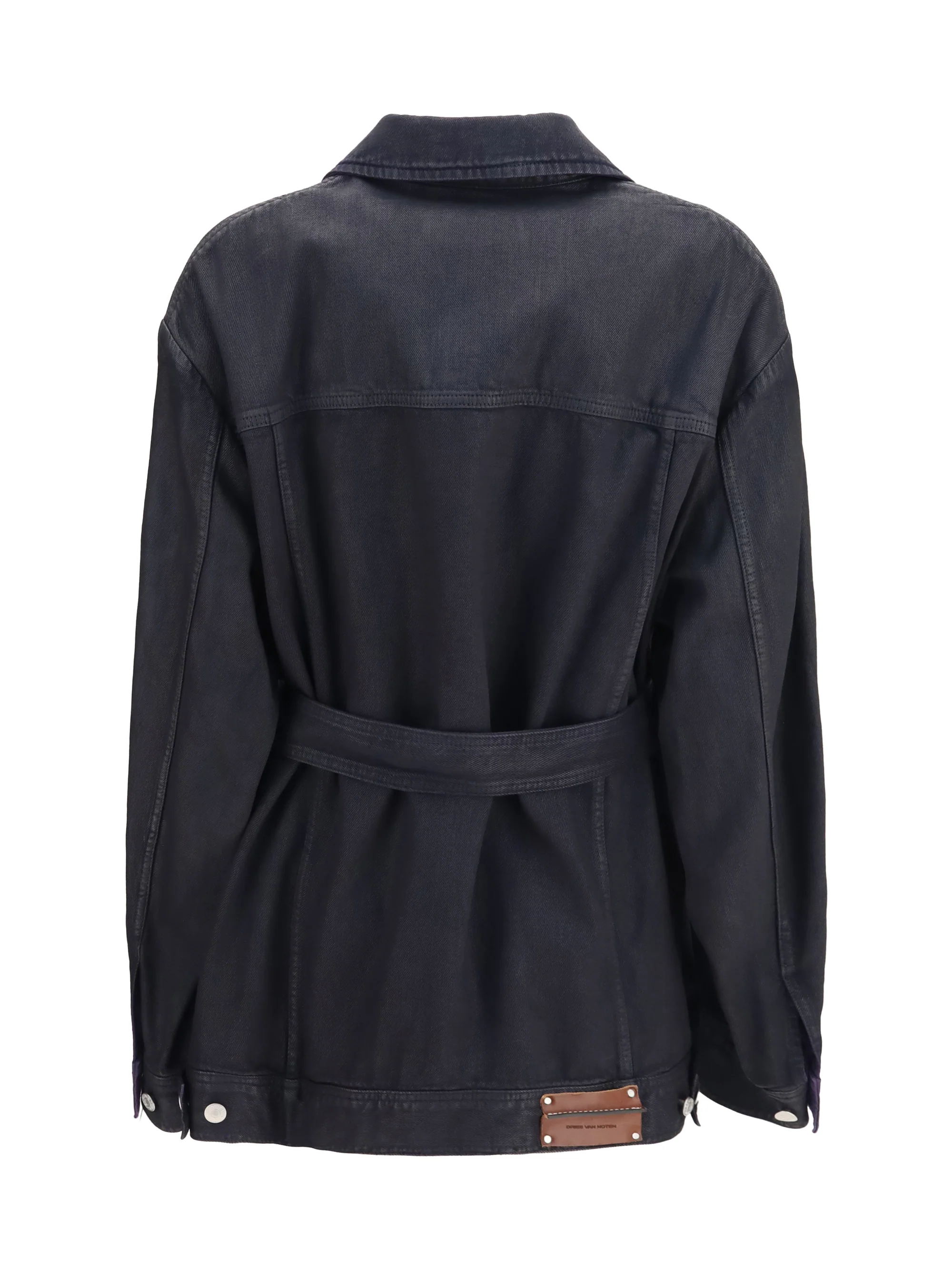 cropped cotton jacket with belt