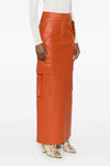 illustration leather midi skirt