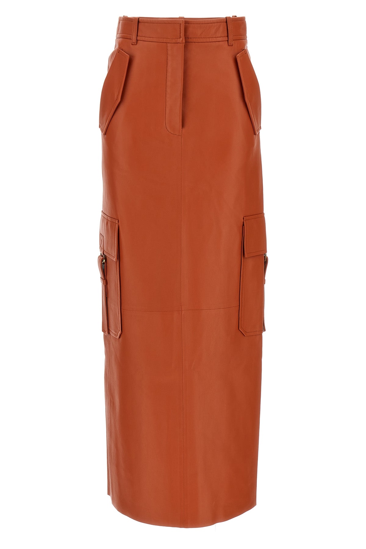 illustration leather midi skirt