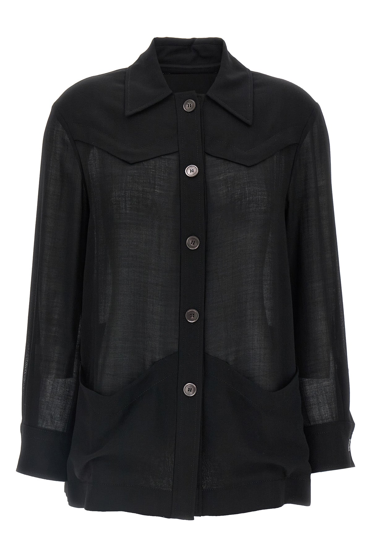 FERRAGAMO 40 shirt-style jacket in light semi-transparent wool