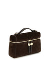 romy slim suede top handle bag