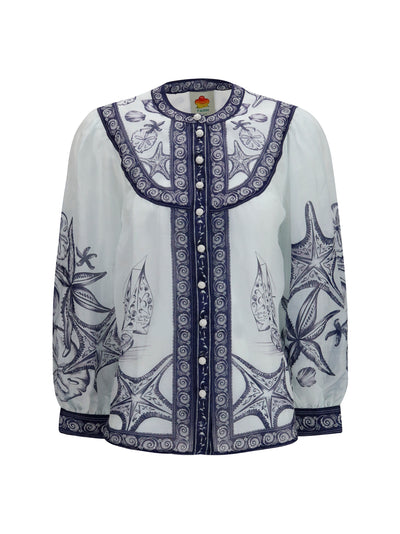 seaside print blouse