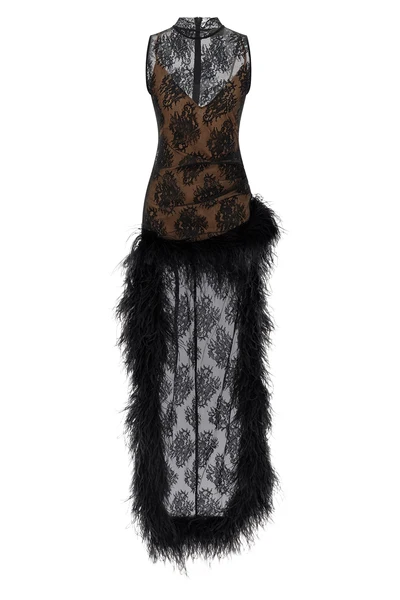 the giuseppe di morabito mini dress defines a scenographic silhouette through a