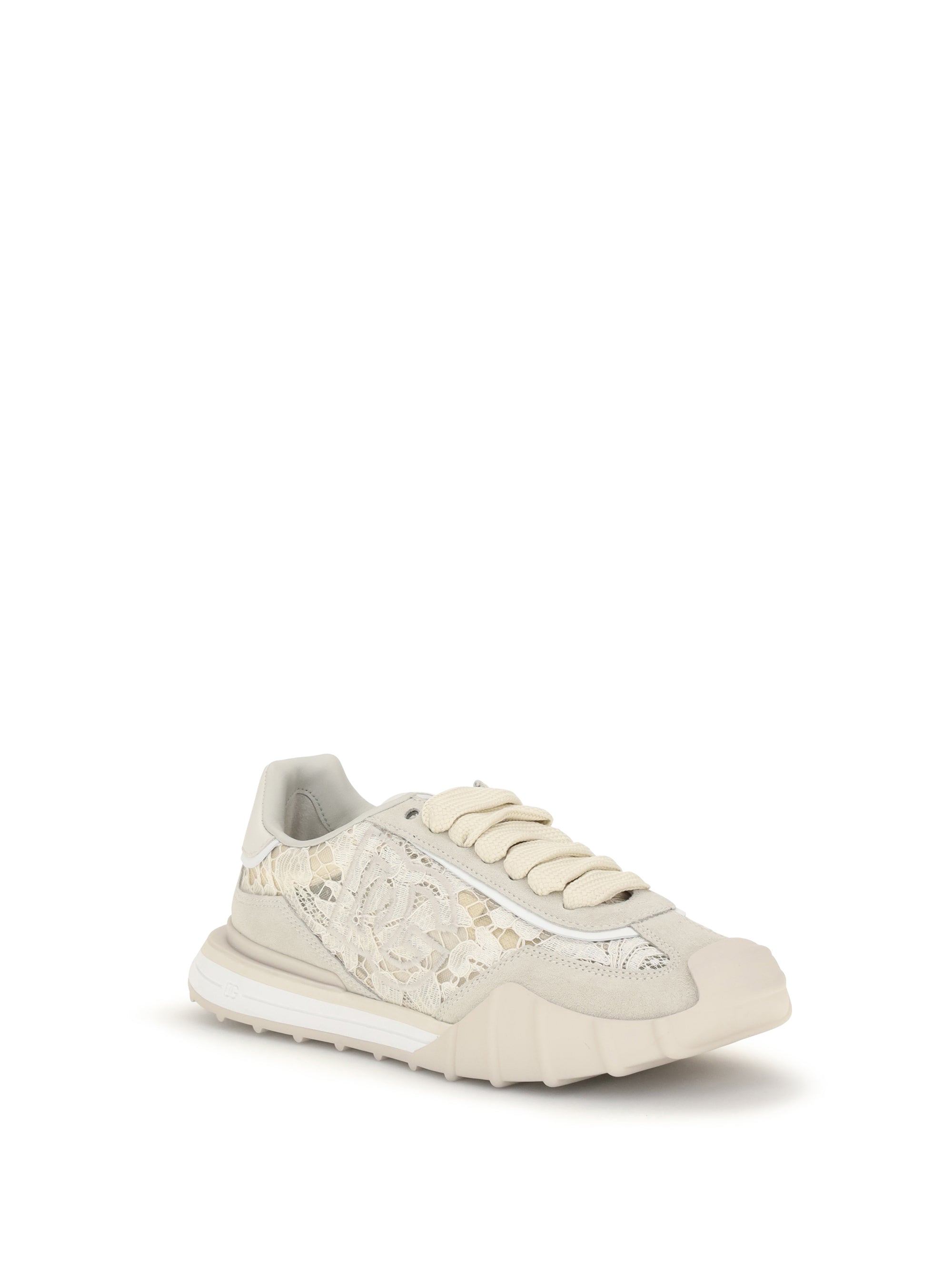 DOLCE amp; GABBANA 36 leather and lace sneakers