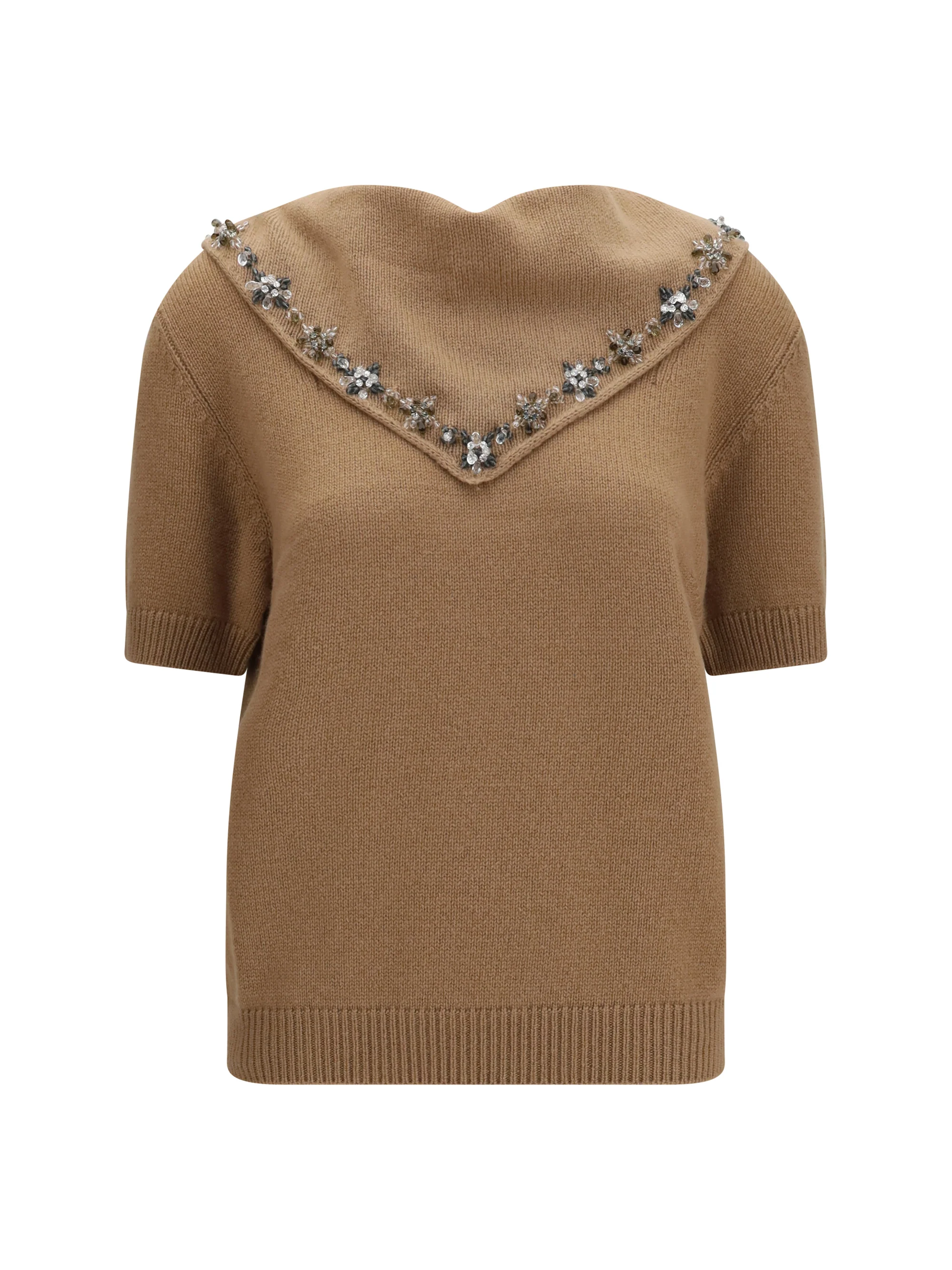 cashmere sweater with jewel scarf