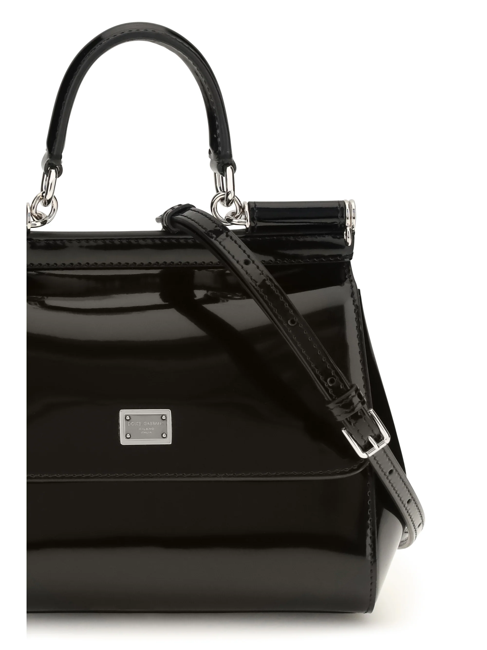 small sicily glossy calfskin handbag