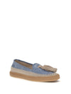 suede loafers with crochet detail