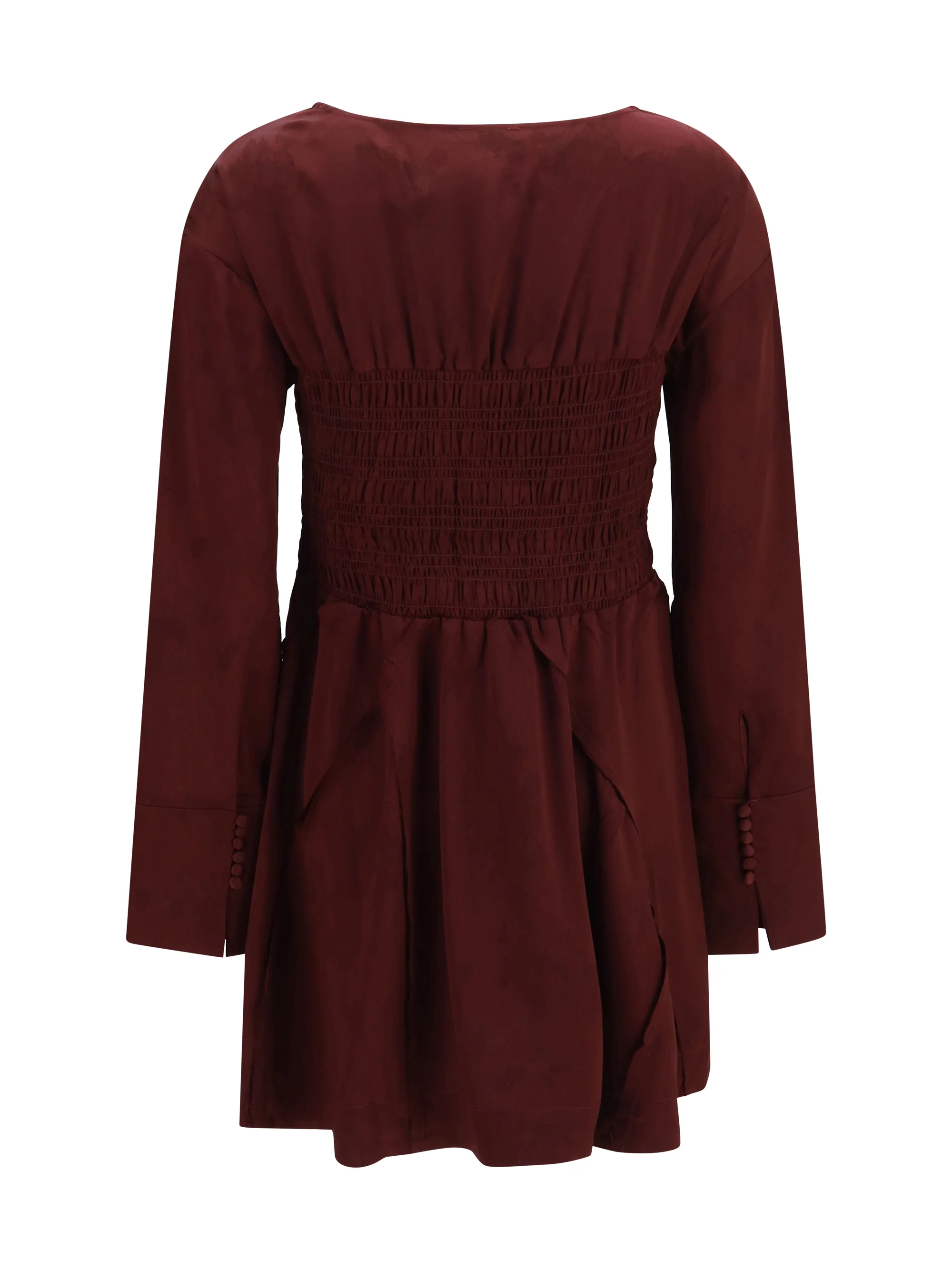 long-sleeve satin mini dress