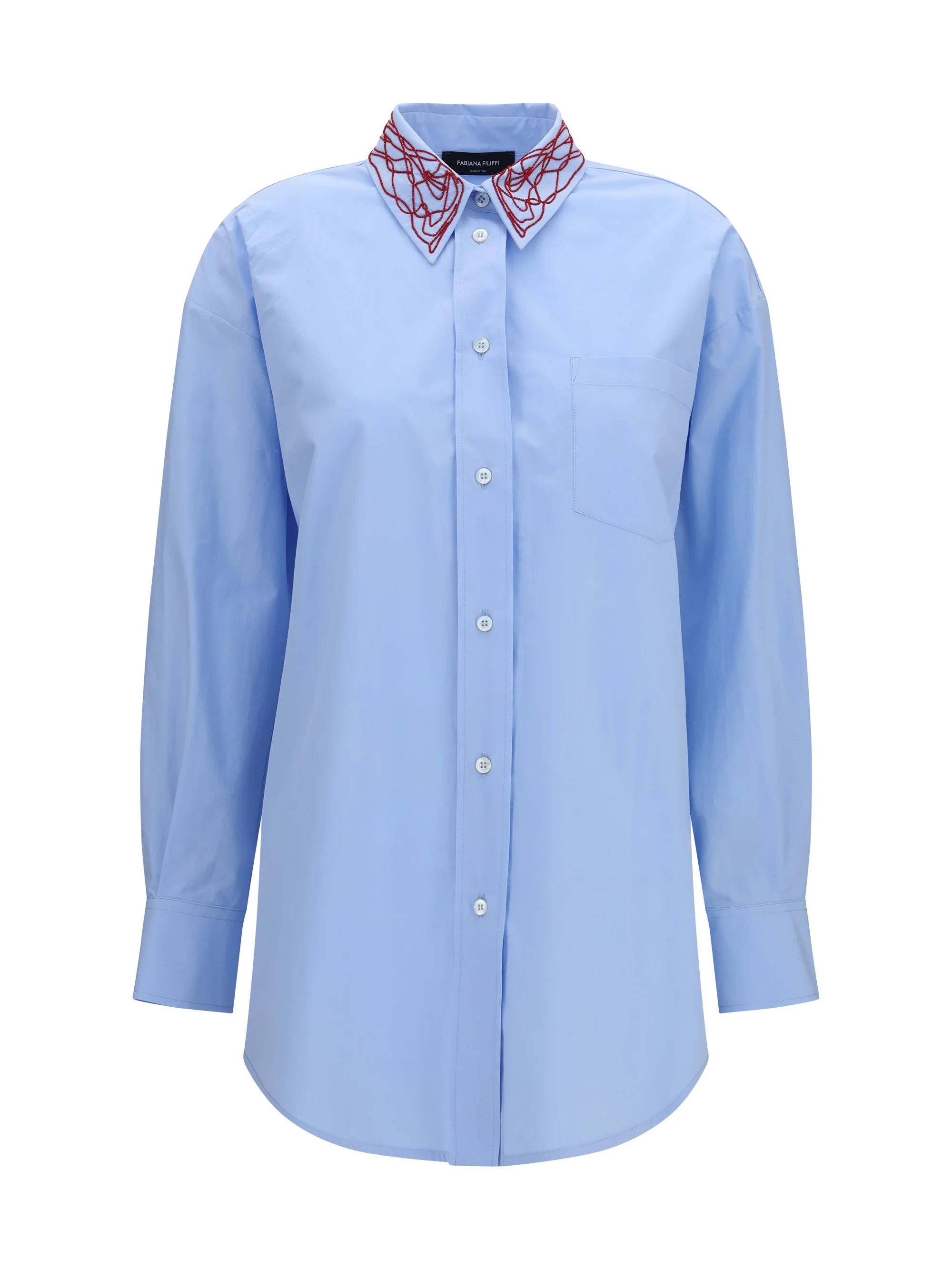 boyfriend poplin shirt with embellished collar