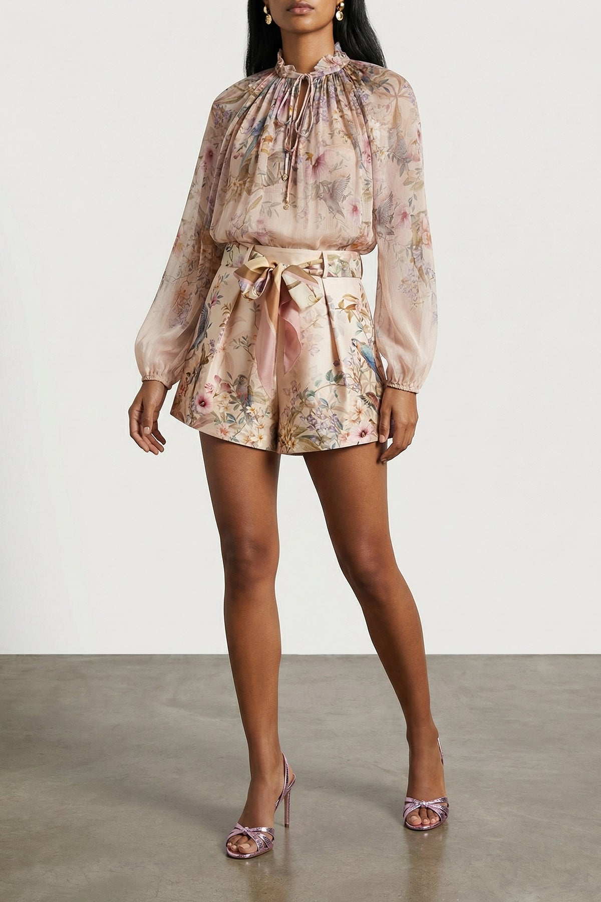 billow rebellion blouse in aviary patterned curled viscose