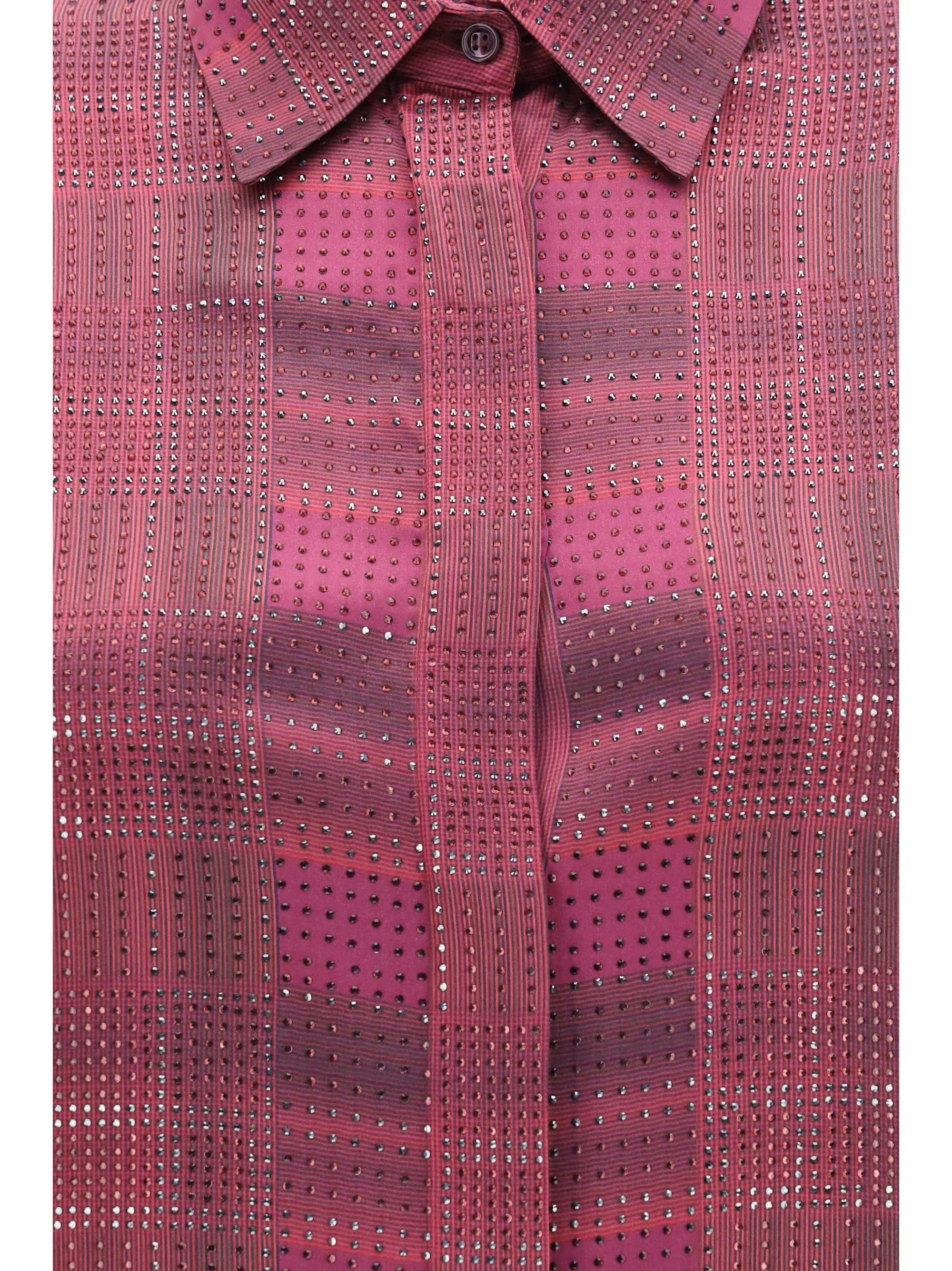 crystal check satin shirt