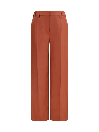 wide-leg pants in linen with elastic waistband and belt loops