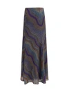 sequined chevron lamé viscose long skirt