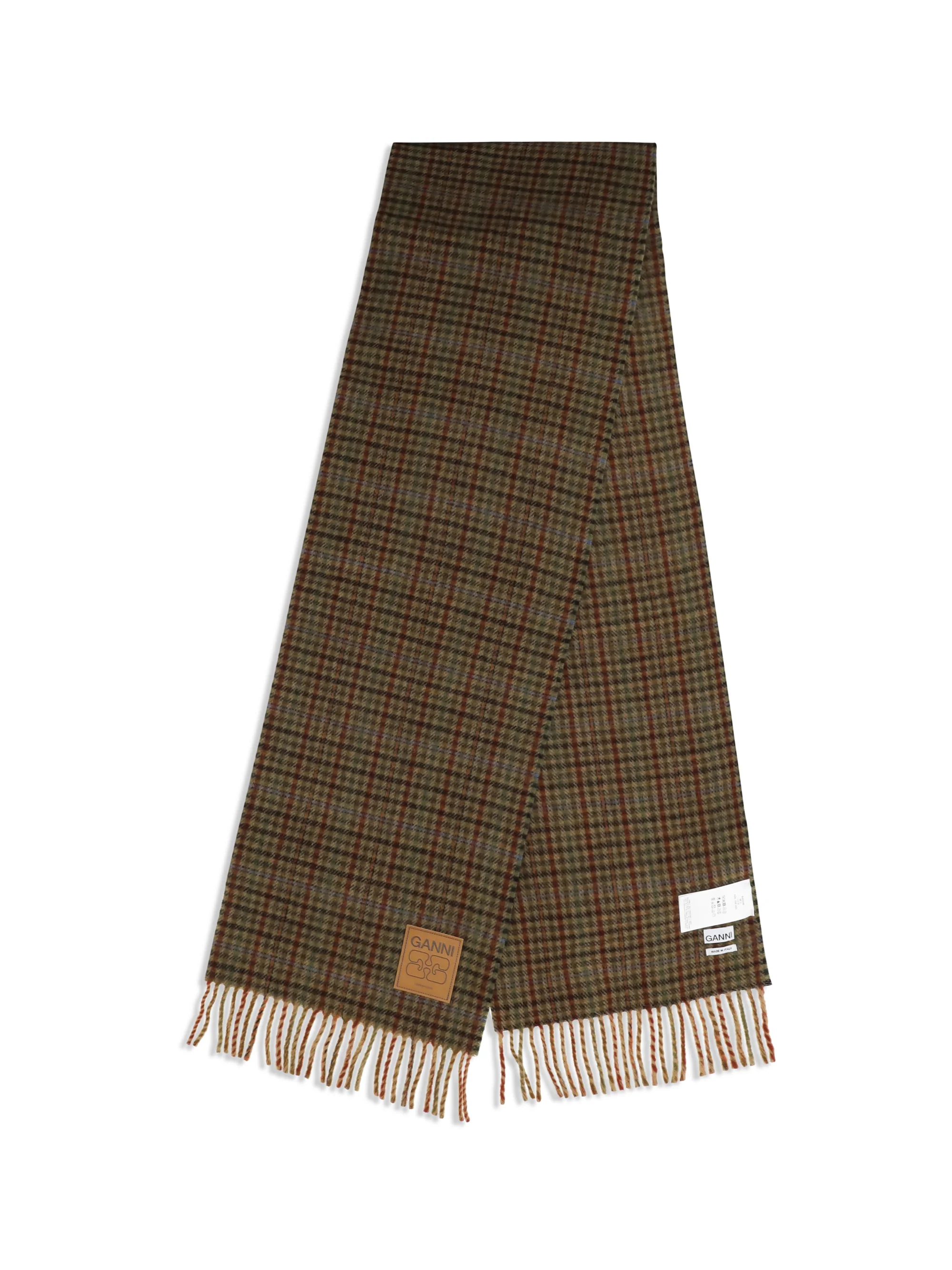 GANNI OS small check wool scarf