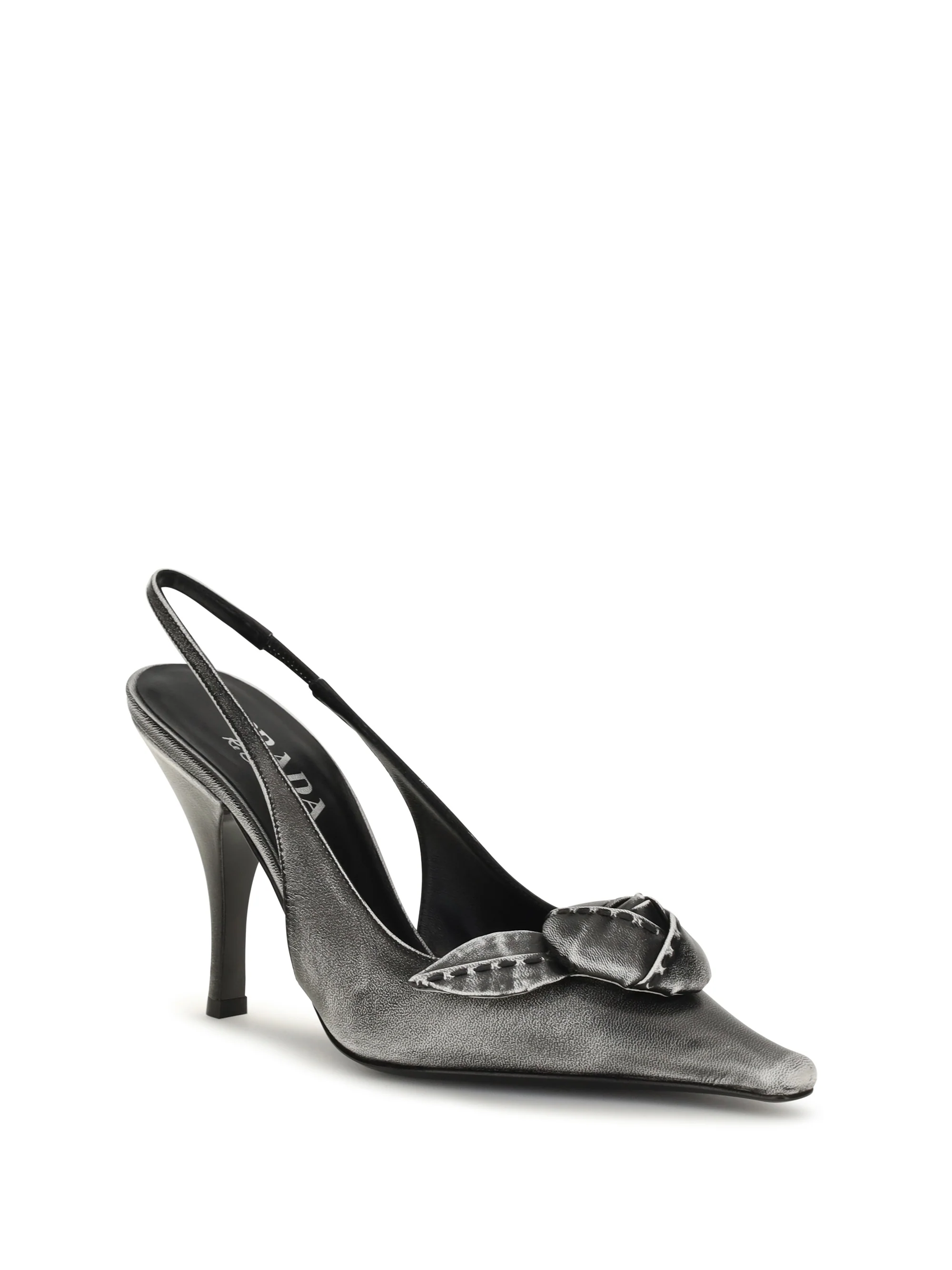 PRADA 41 floral-detail leather slingback pumps