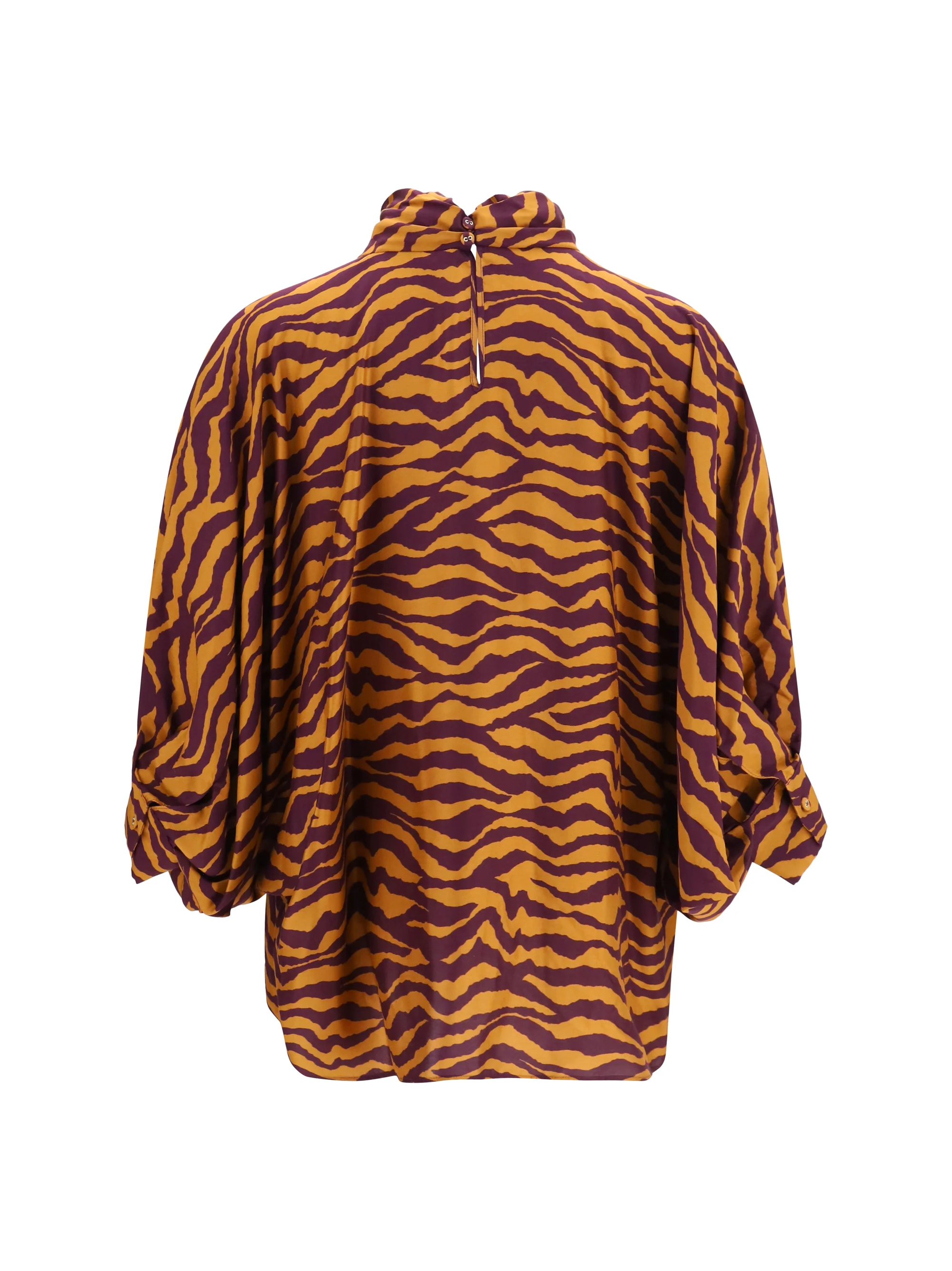 KRISTINA TI 40 viscose and silk blouse with high collar