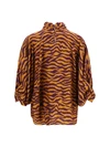 viscose and silk blouse with high collar