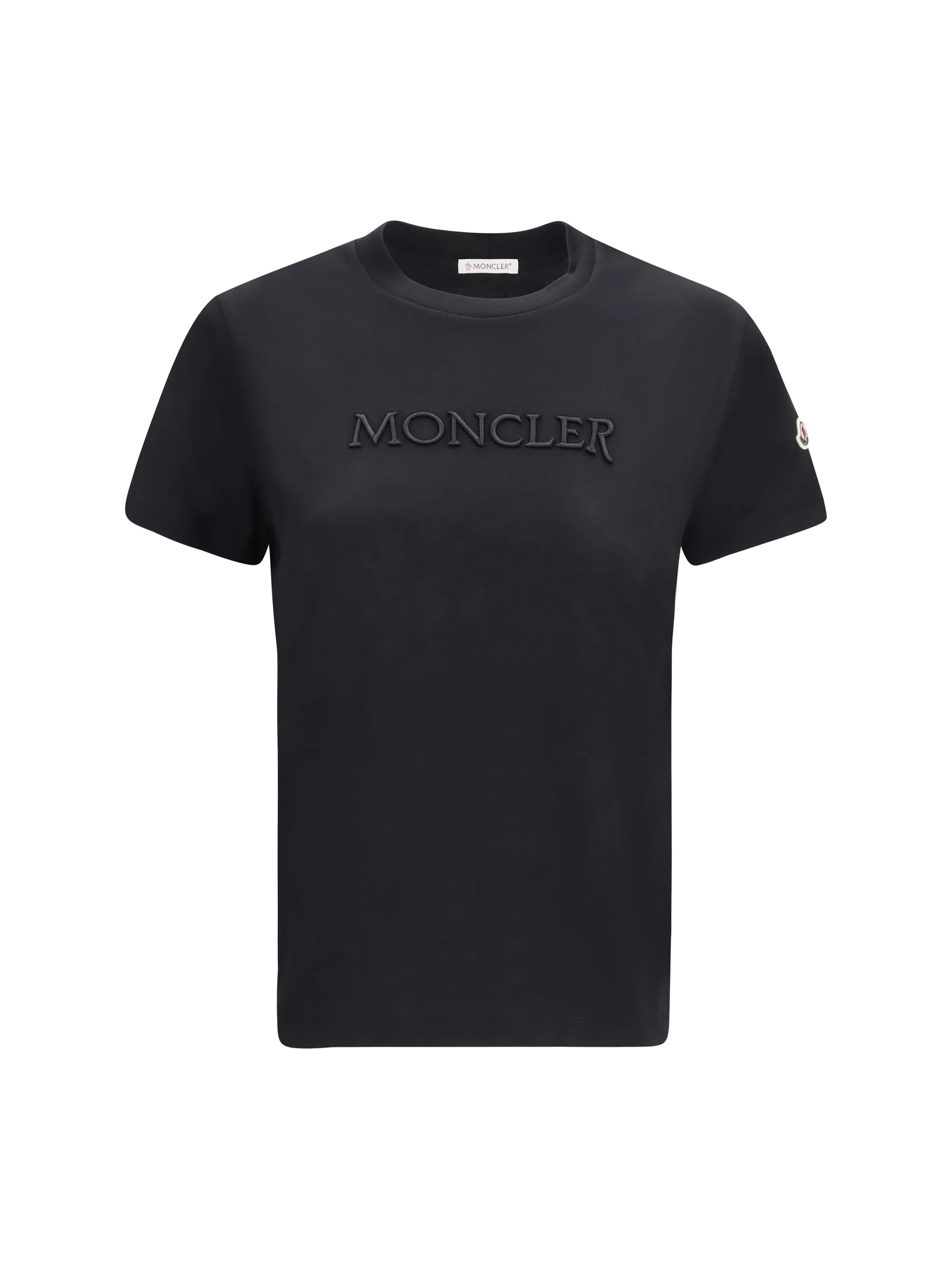 MONCLER XS cotton t-shirt with a tone on tone embroidered logo