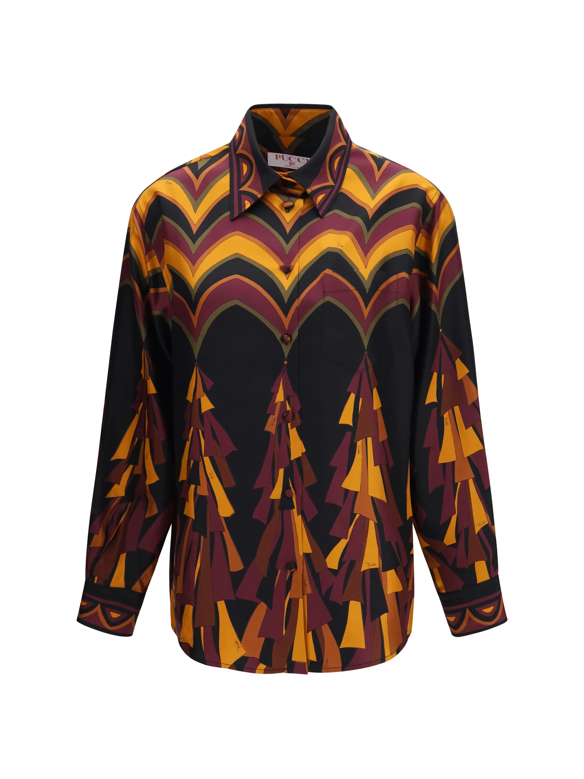 silk shirt in baiadera print