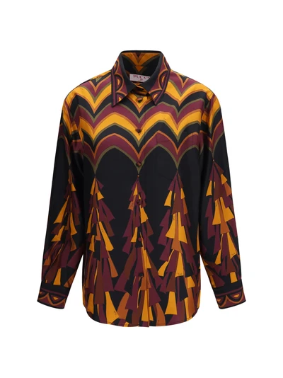 silk shirt in baiadera print