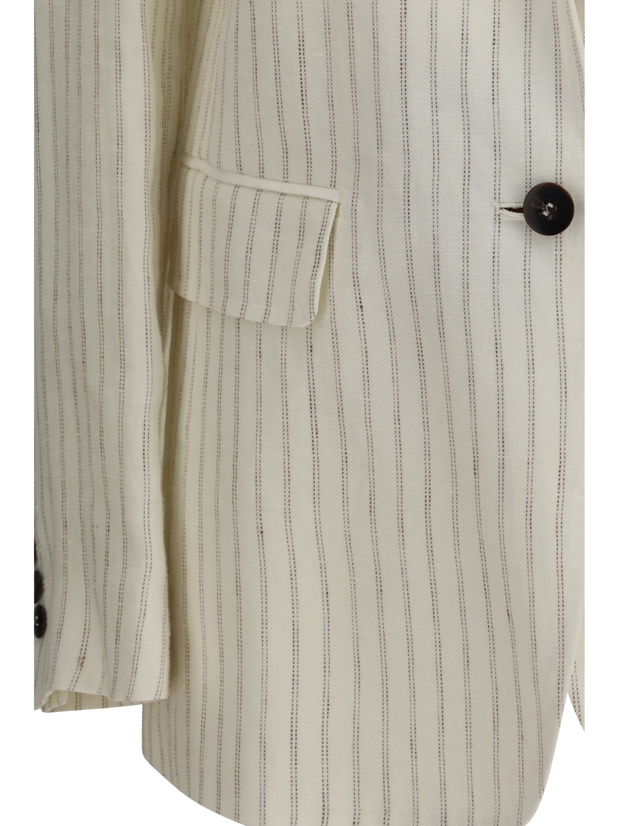 single-breasted pinstriped linen blazer