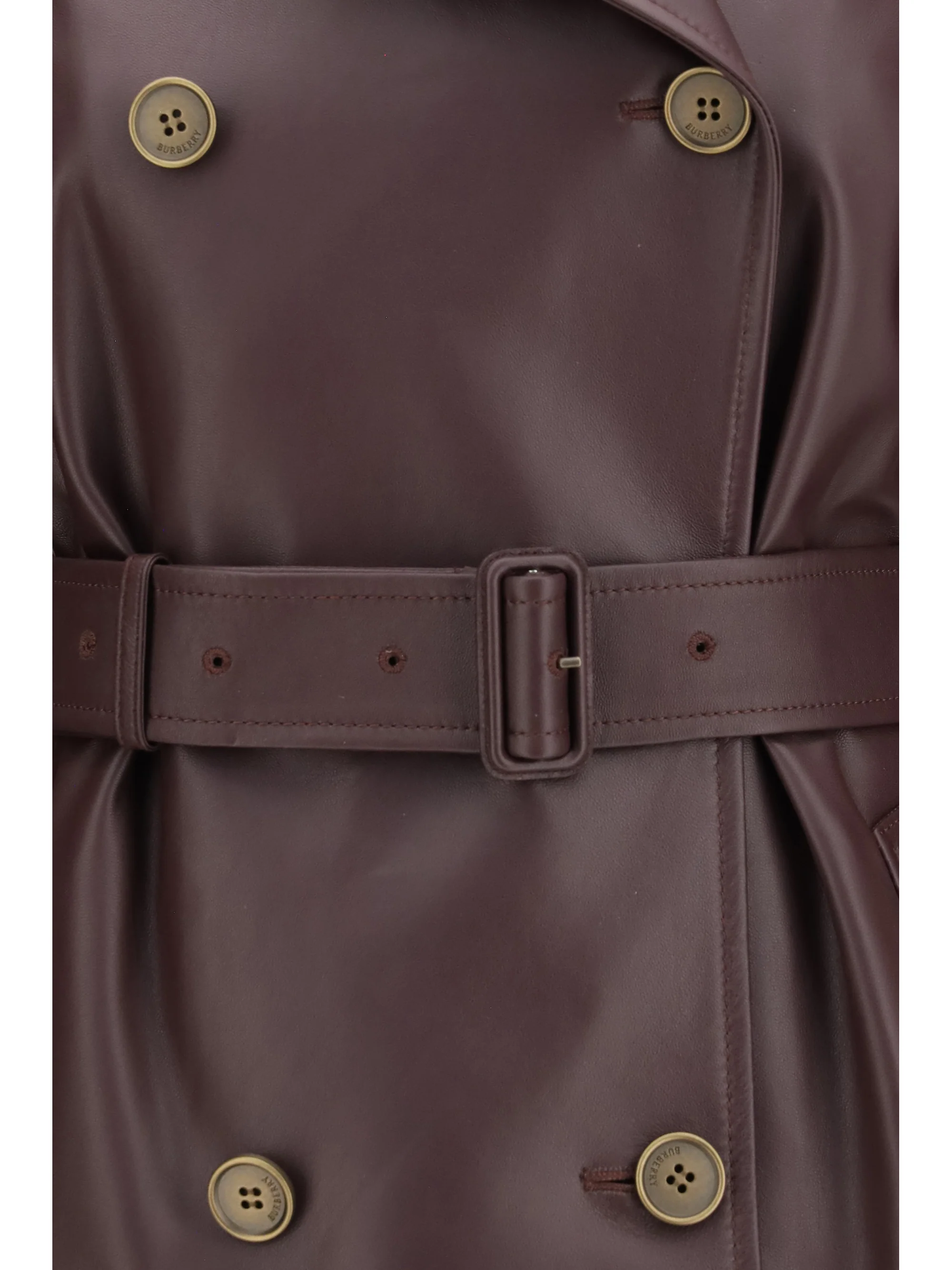 short leather trench coat