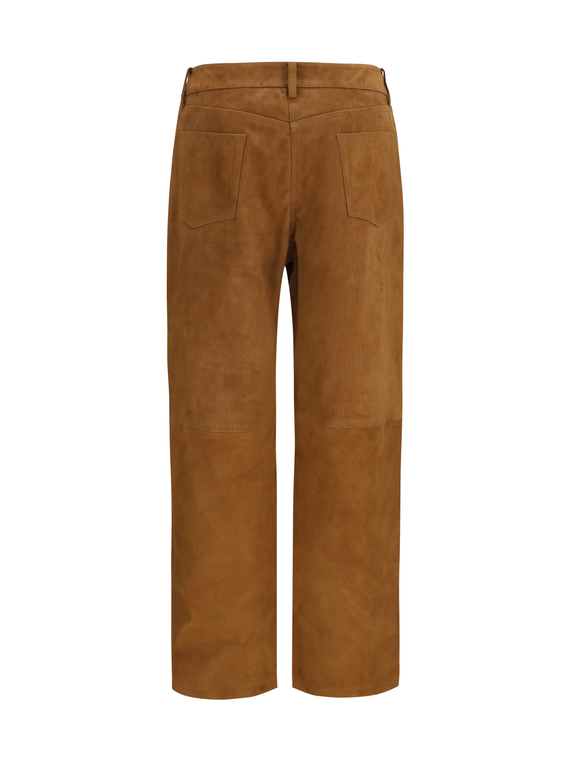 straight-leg corduroy-effect leather pants