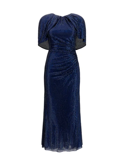 midi dress with cape sleeves and crystals