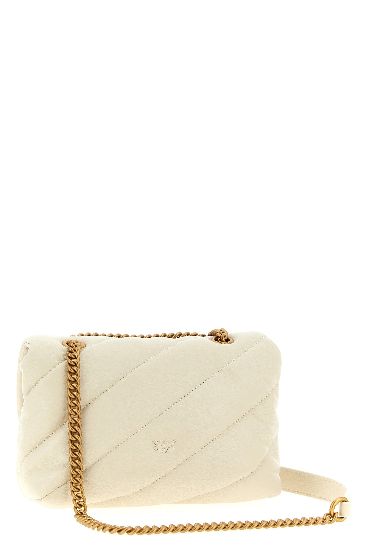 PINKO OS love mini puff quilted leather crossbody bag
