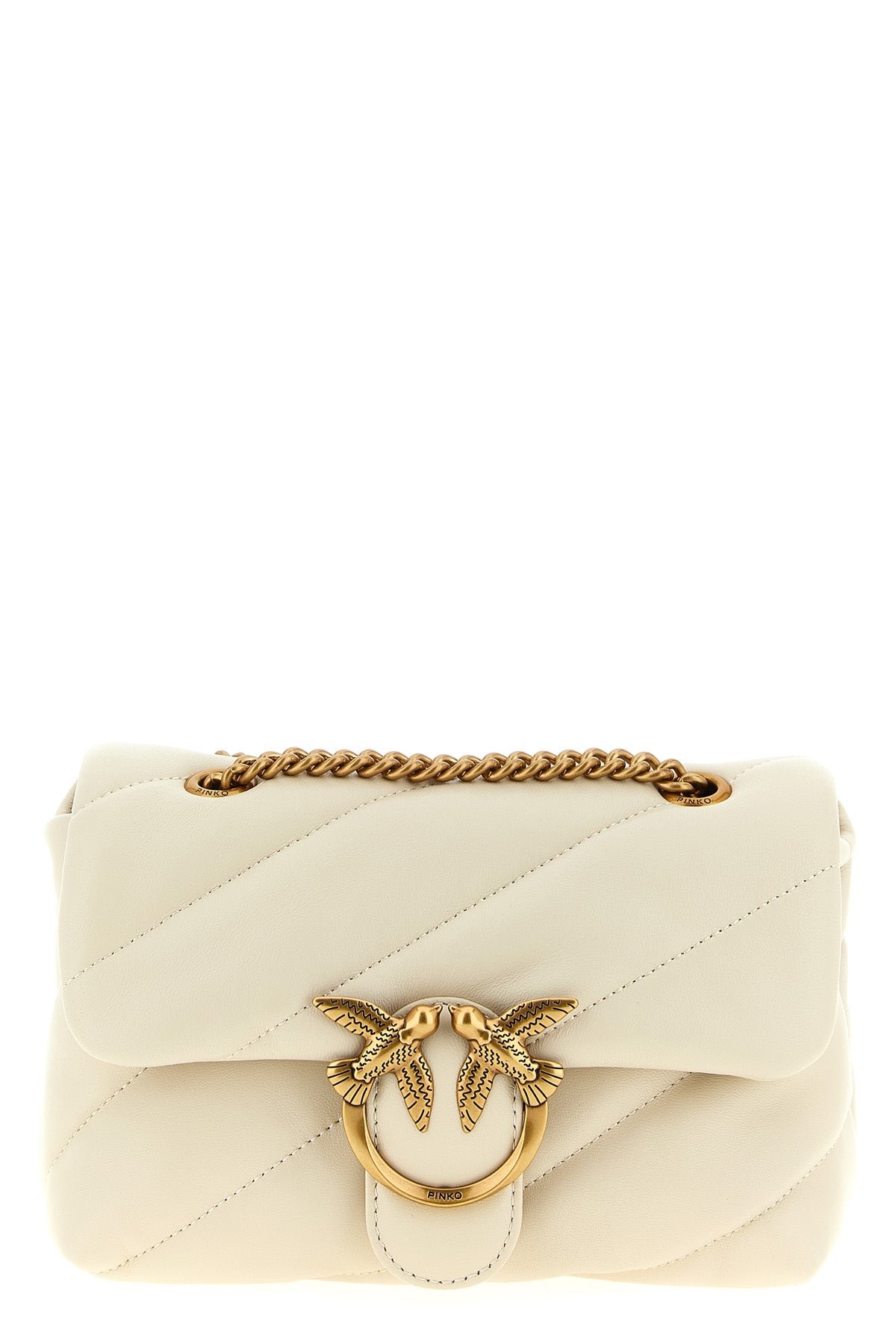 PINKO OS love mini puff quilted leather crossbody bag
